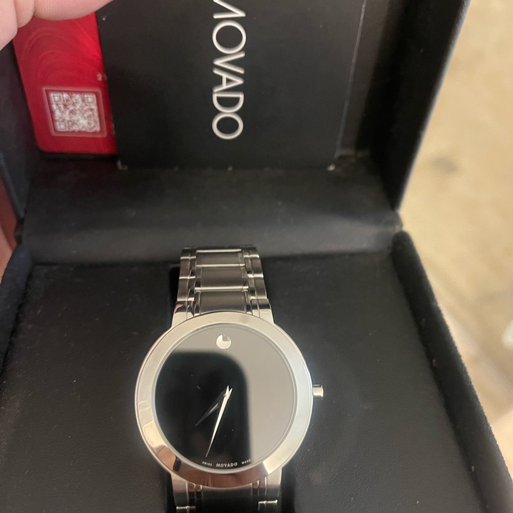 Women's Movado Black Dial Silver Band Watch